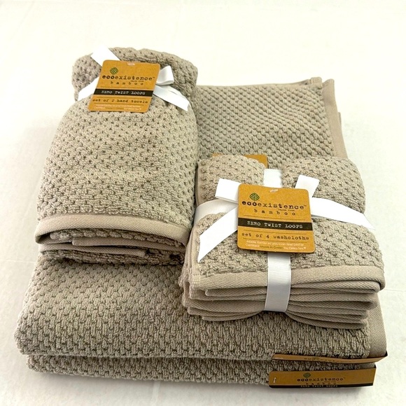8pc ECOEXISTENCE Bamboo Zero Twist Loops Bath Towel Set - Dove21 - Picture 1 of 7